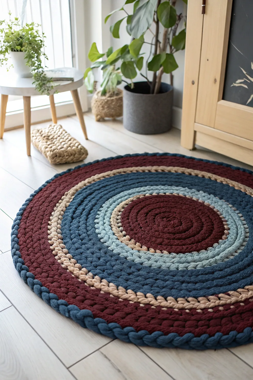 Transform your old tees into a vibrant masterpiece and bring warmth to your space with this DIY braided rug idea!