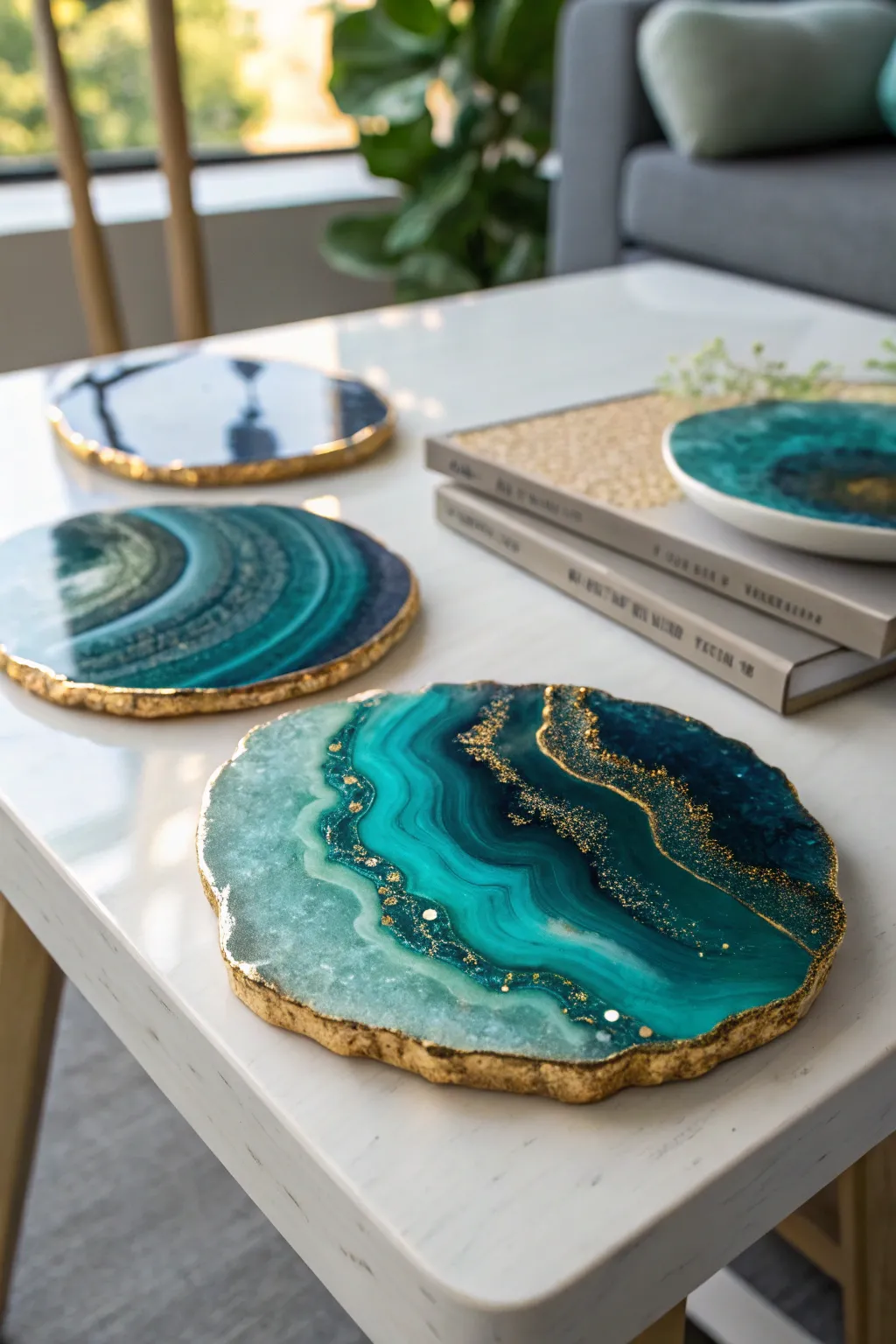 Elevate your decor with the enchanting allure of faux geode coasters, where simplicity meets elegance.