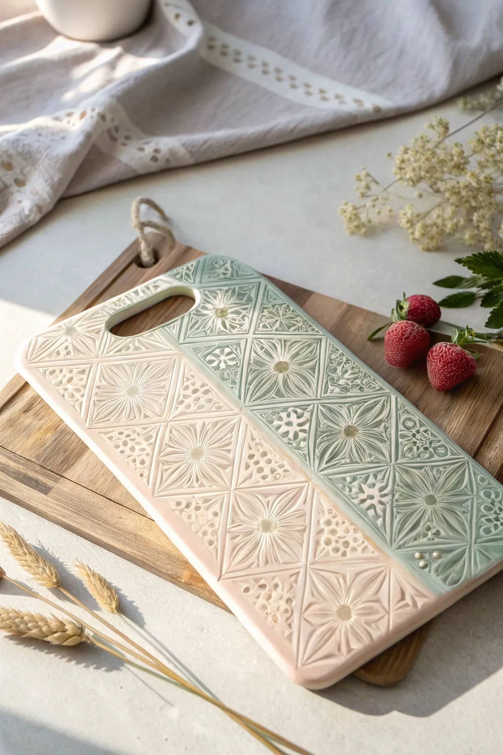 Elevate your kitchen decor with this stunning geometric resin cutting board, where modern design meets natural elegance.