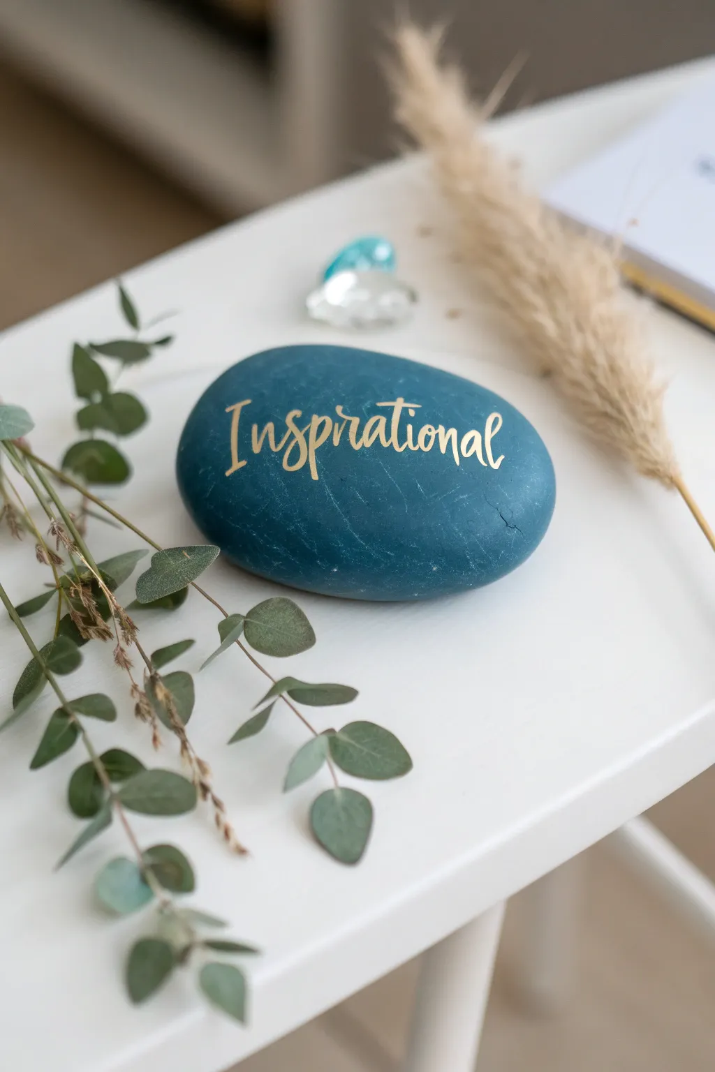 Find daily inspiration in the simplest of forms: a beautifully crafted rock with a message to uplift your spirit.