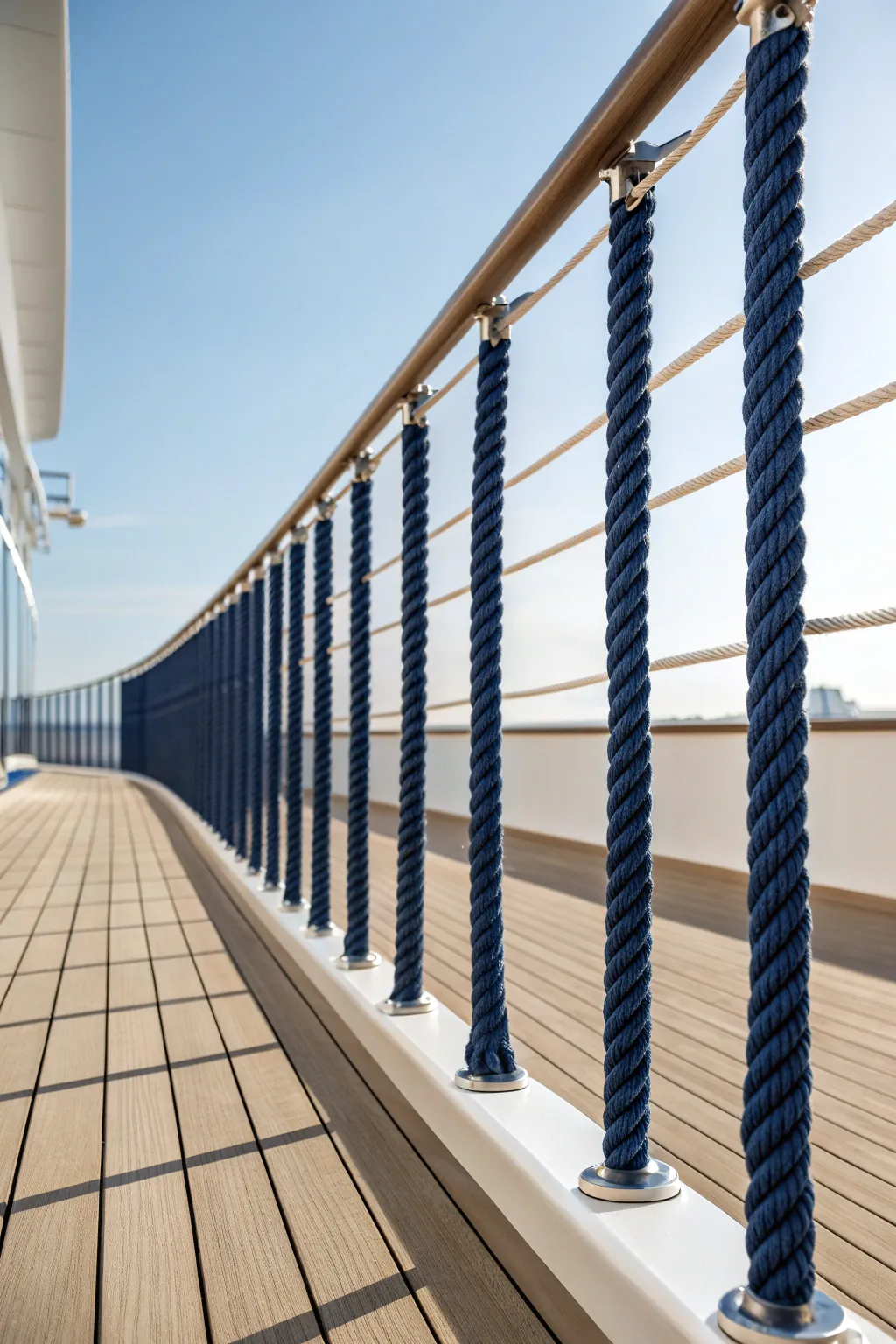 Elevate your deck with sleek vertical rope railings for a modern touch!