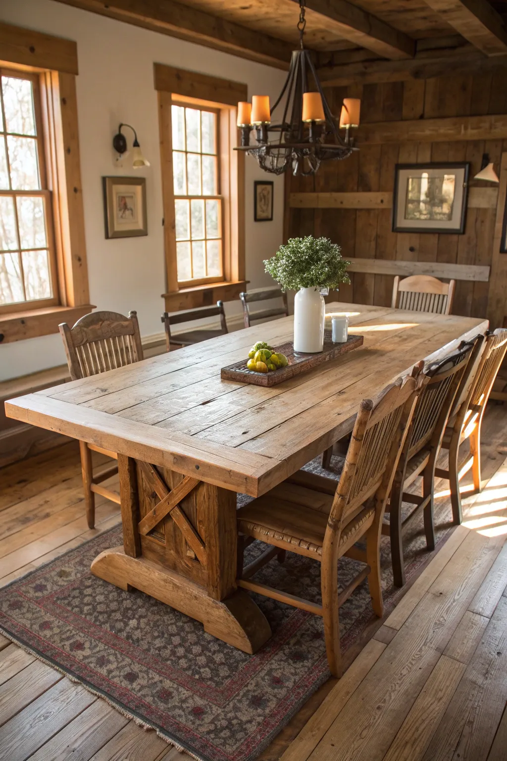 Craftsmanship at its finest: A farm-style table that tells a story with every meal.