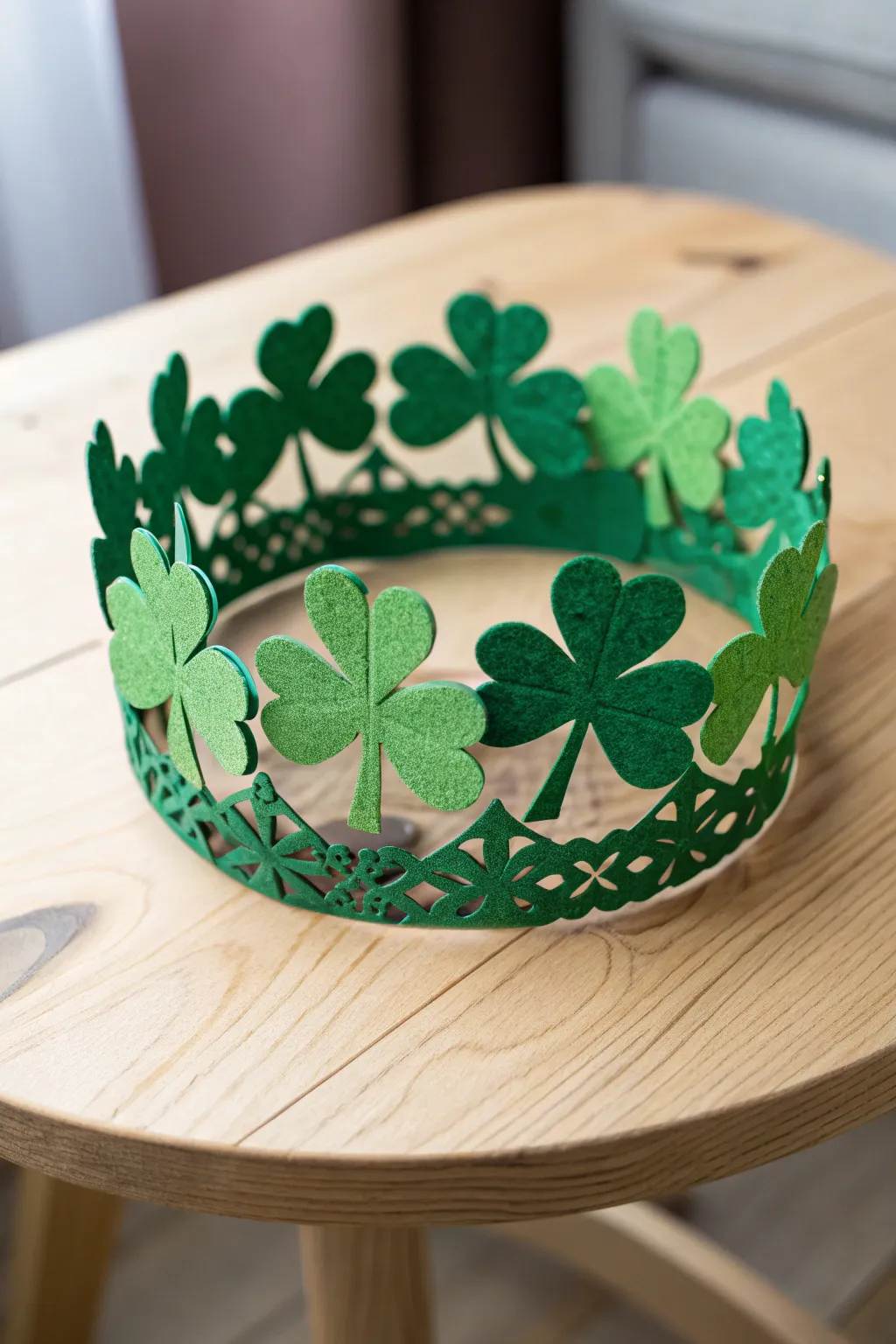 Add a touch of whimsy to your St. Patrick's Day with a handcrafted crepe paper clover crown!