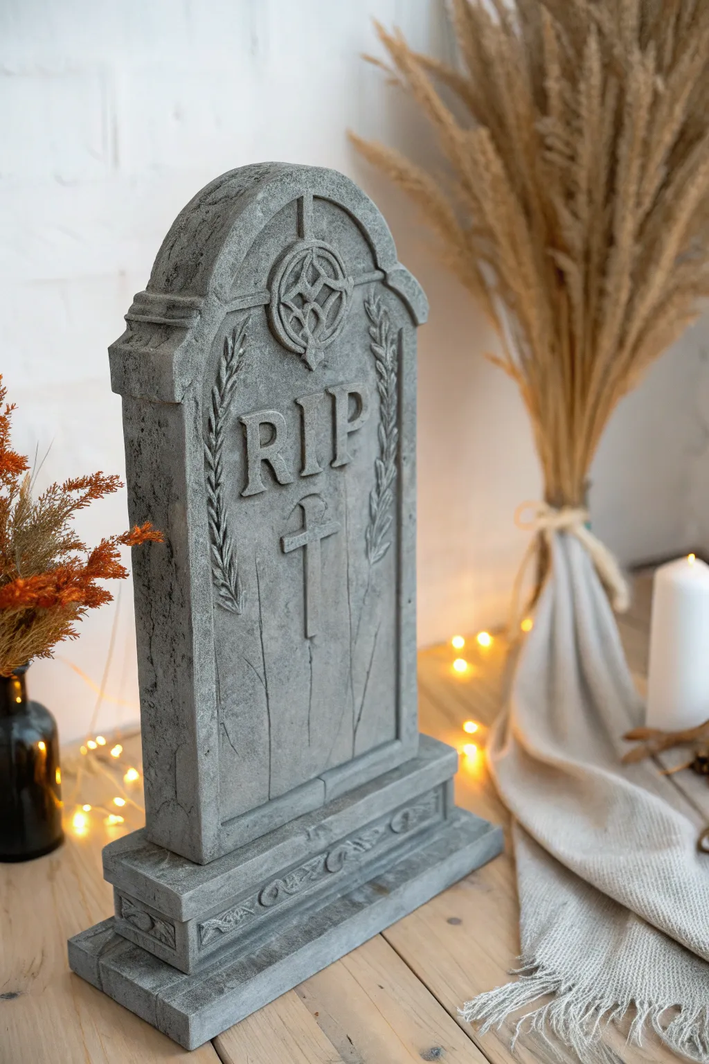 Craft your own spooky elegance with these DIY tombstones for an enchanting Halloween display.