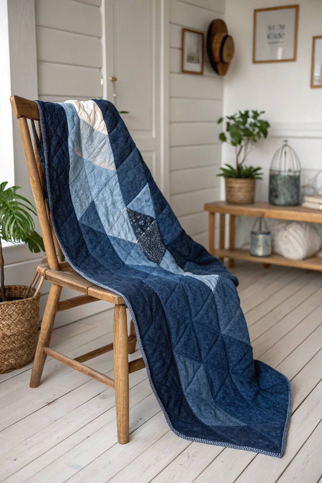 Embrace the elegance of simplicity with a monochrome quilt masterpiece. Dive into the depths of indigo for a stunning touch of minimalist beauty.