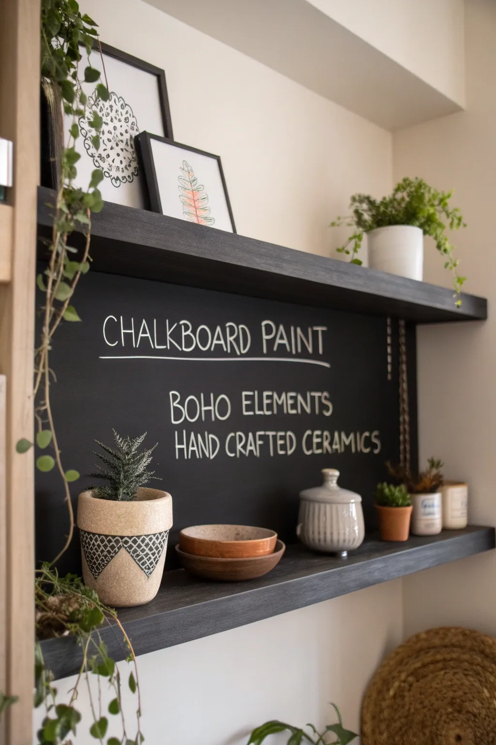 Transform your kitchen with chic chalkboard shelves for doodles and daily notes!
