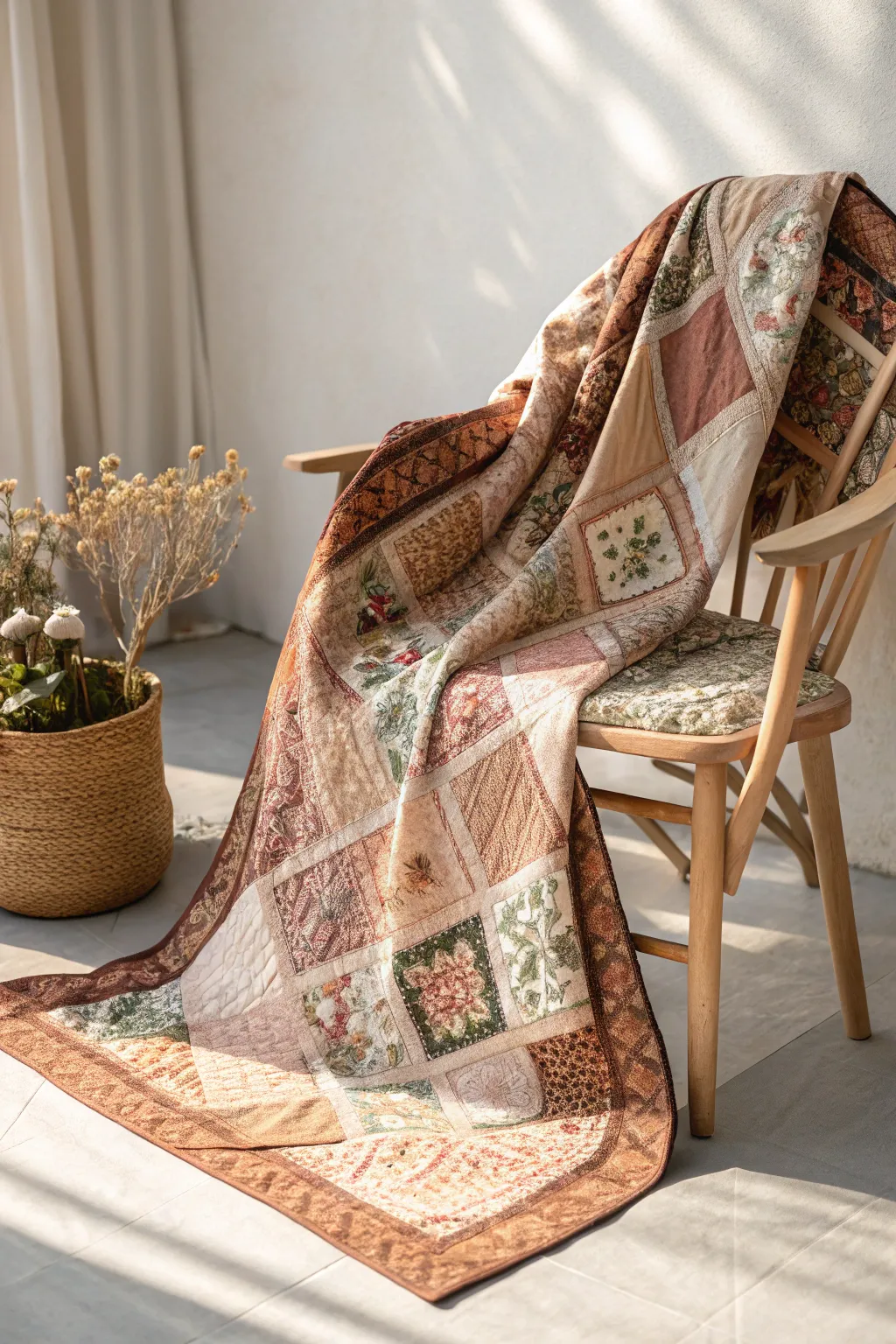 Embrace the whimsy of scattered memories with this beautifully crafted quilt.