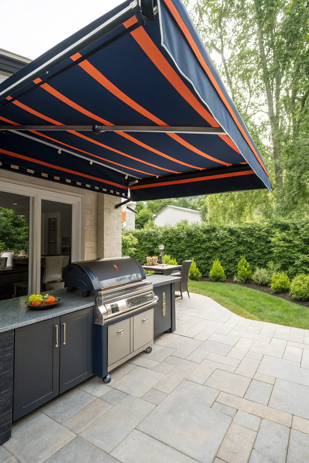 Transform your grilling space with a bold and modern retractable awning—style meets functionality!