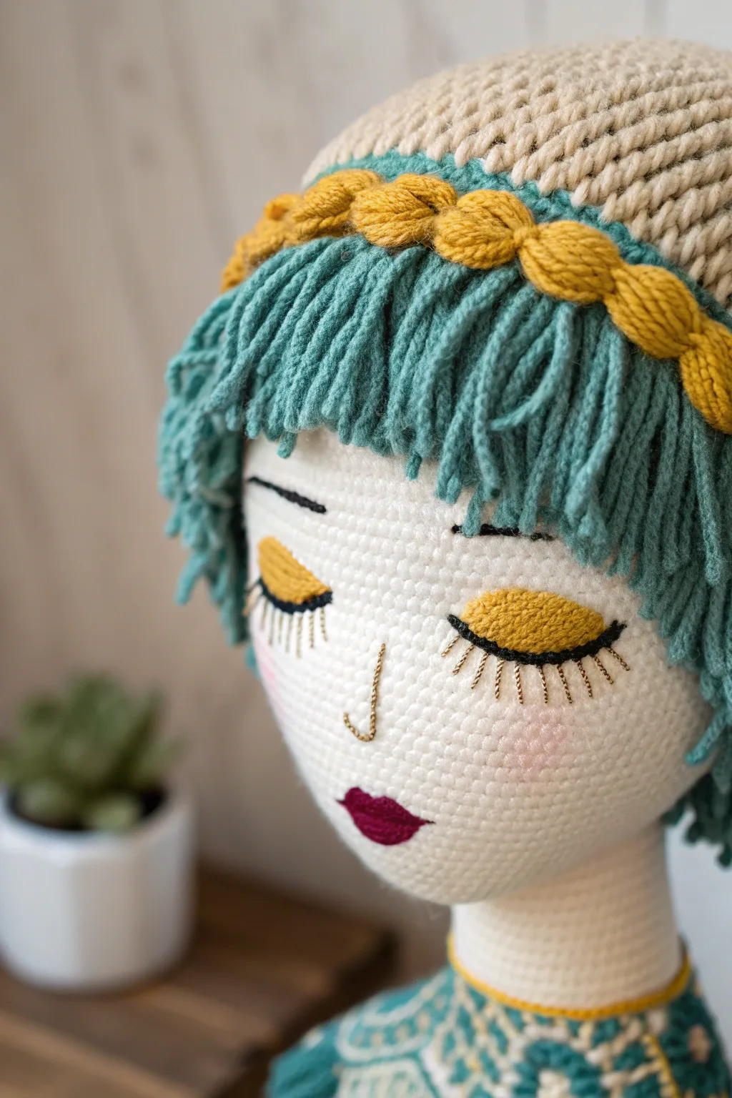 Whimsical Yarn Faces: Where Minimalist Design Meets Bold Creativity.