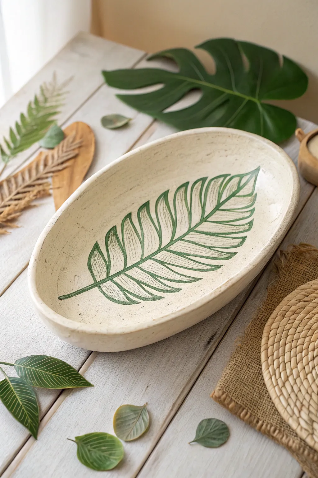 Embrace nature's elegance with this handcrafted leaf imprint pottery, blending minimalist beauty with boho charm. 🌿✨