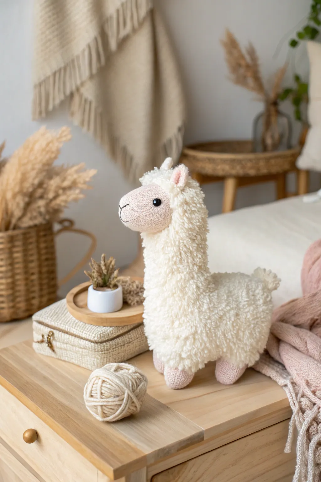 Bring a touch of whimsy and warmth to your space with this adorable Alpaca sock plushie!