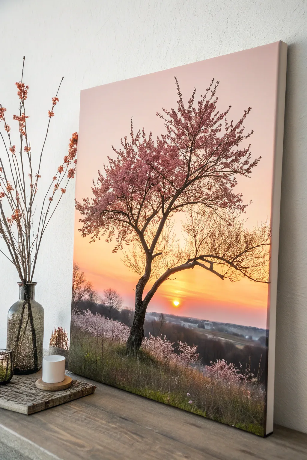 Capture the serene beauty of spring with a sunset masterpiece.