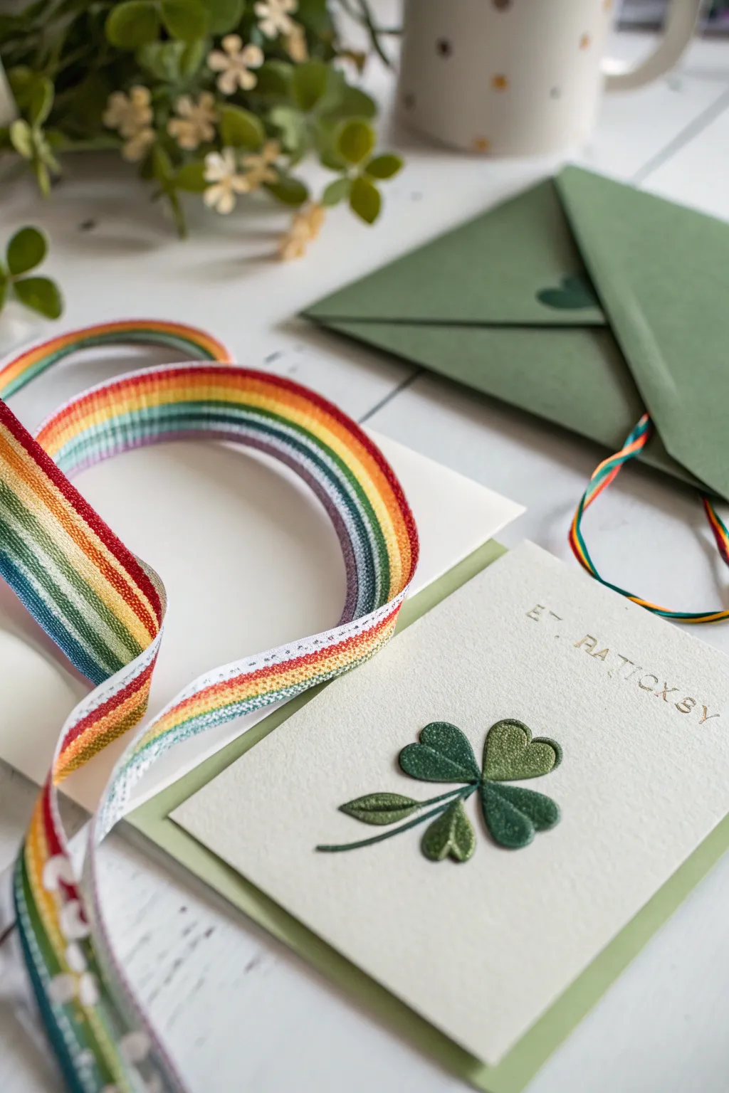 Add a splash of color to your St. Patrick's Day with rainbow ribbon accents!