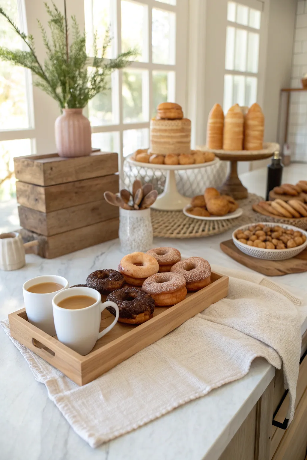 Add sweetness to your coffee bar with a tempting array of pastries and donuts. 🍩☕ #CoffeeLovers #PartyIdeas
