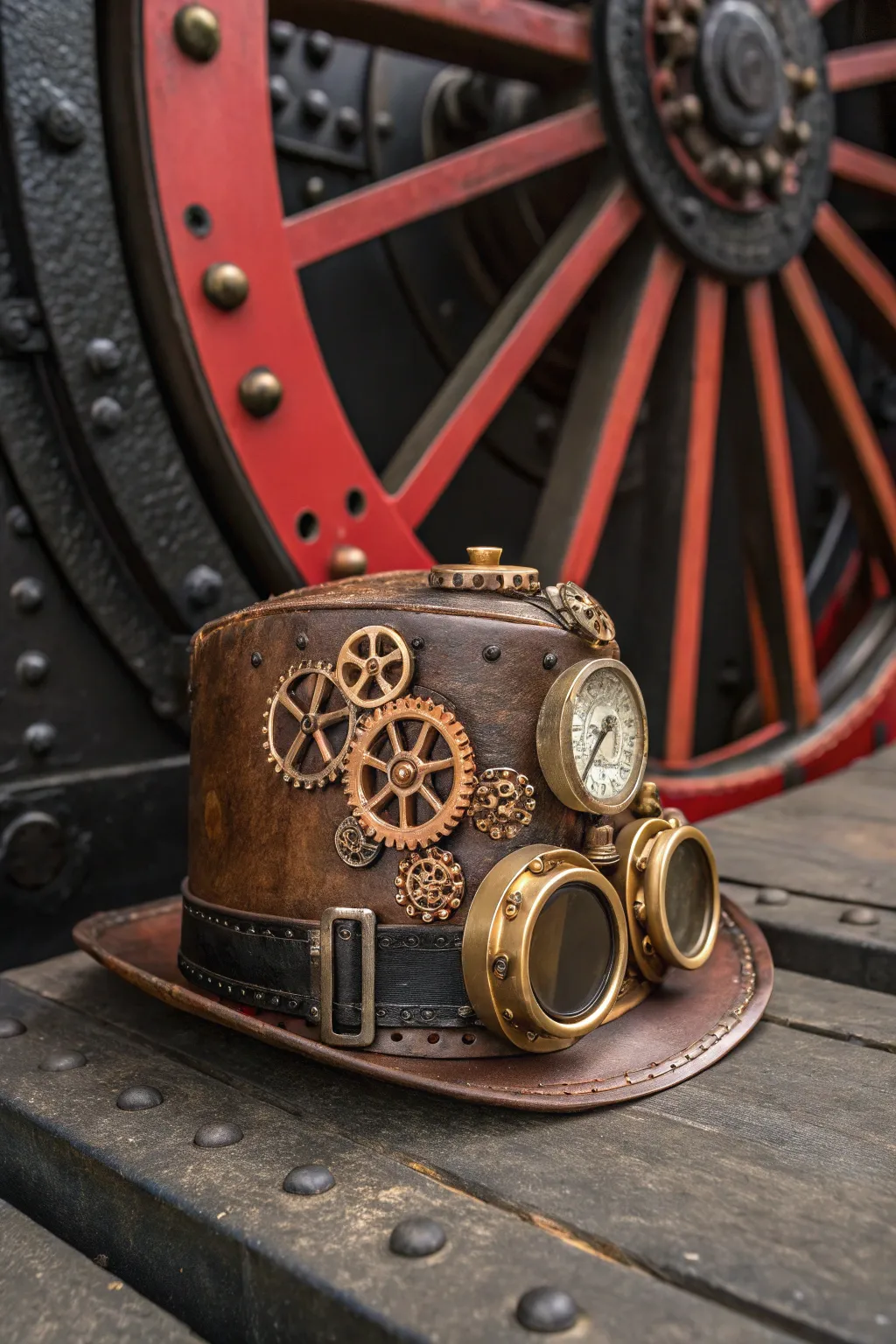 Unleash your inner inventor with this Metallic Marvel steampunk hat, where vintage meets visionary craftsmanship.