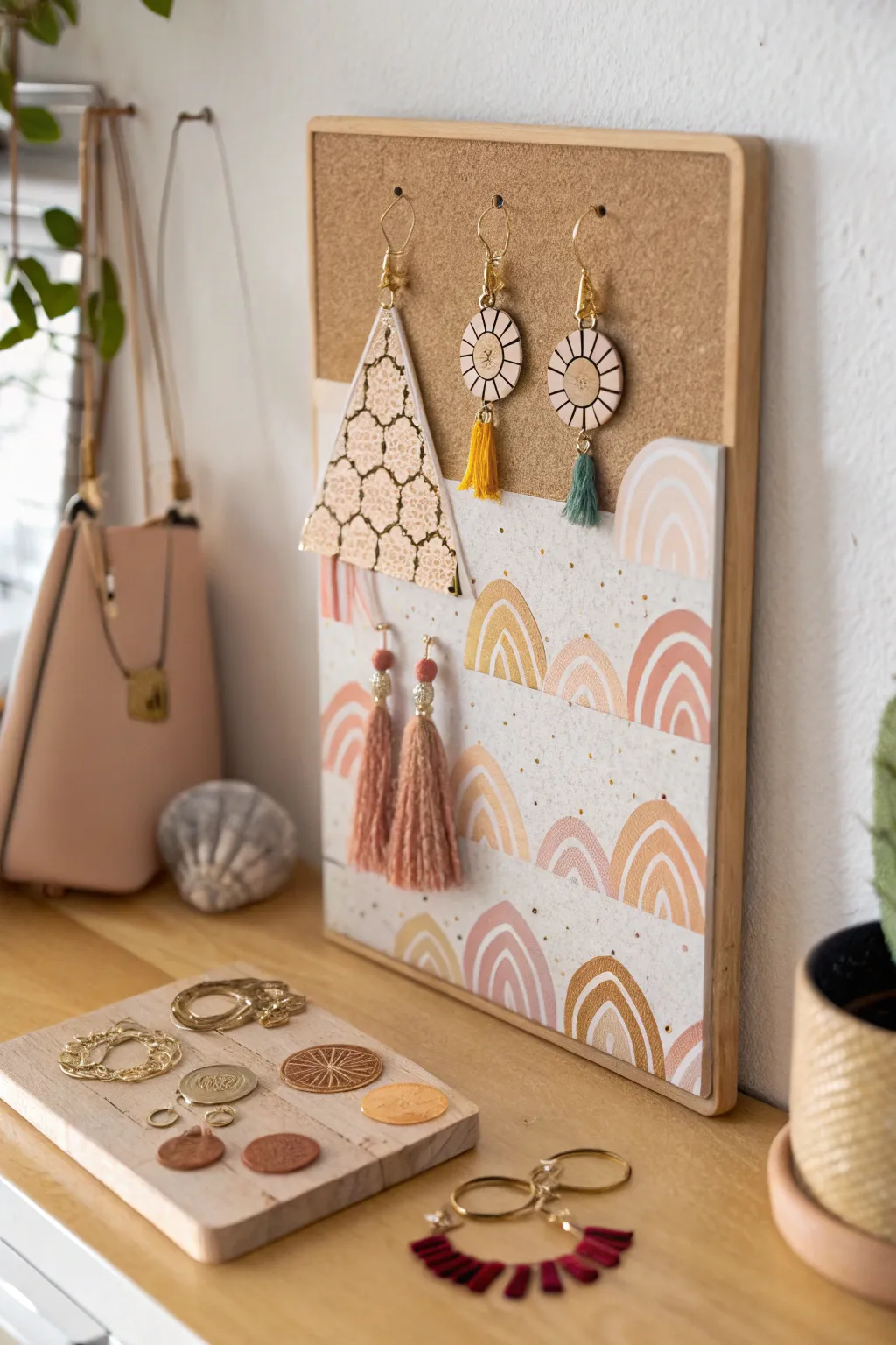 Transform your space with a chic DIY cork board earring organizer—where minimalist meets bohemian elegance.