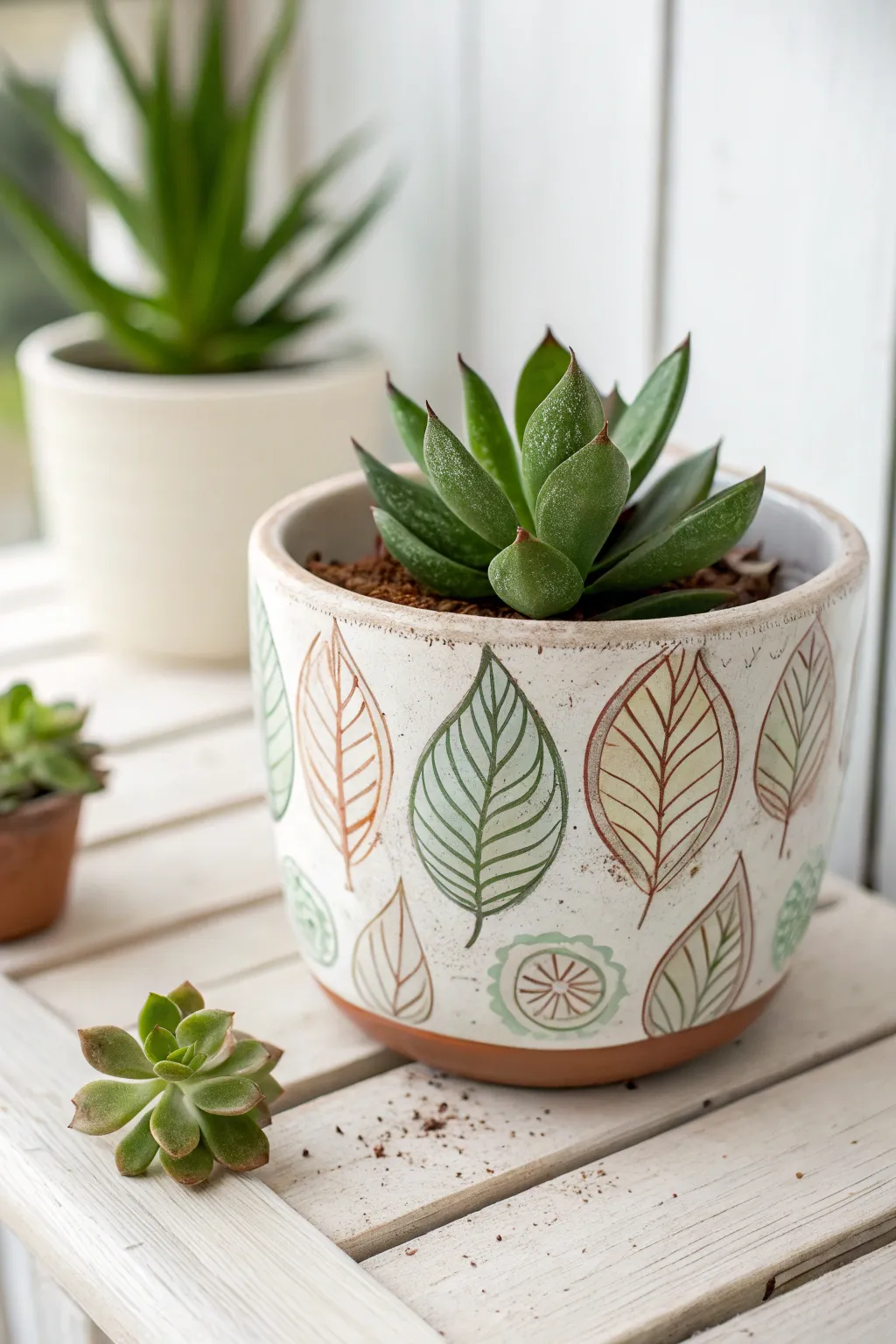 Embrace nature's artistry with this serene succulent pot design.