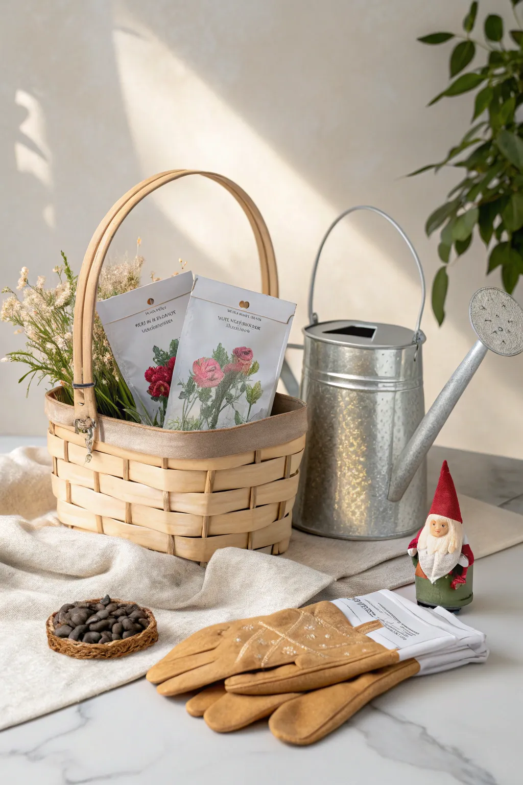 Embrace the gardener's summer bliss with this elegant gift basket, perfect for cultivating joy and beauty.