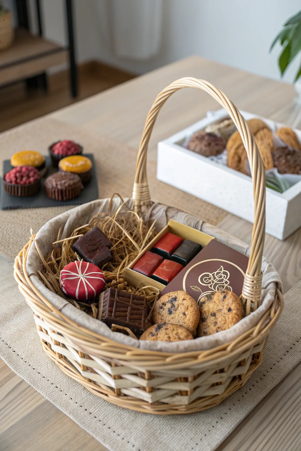 Indulge in the sweet simplicity of a thoughtfully curated gift basket, perfect for showing appreciation.