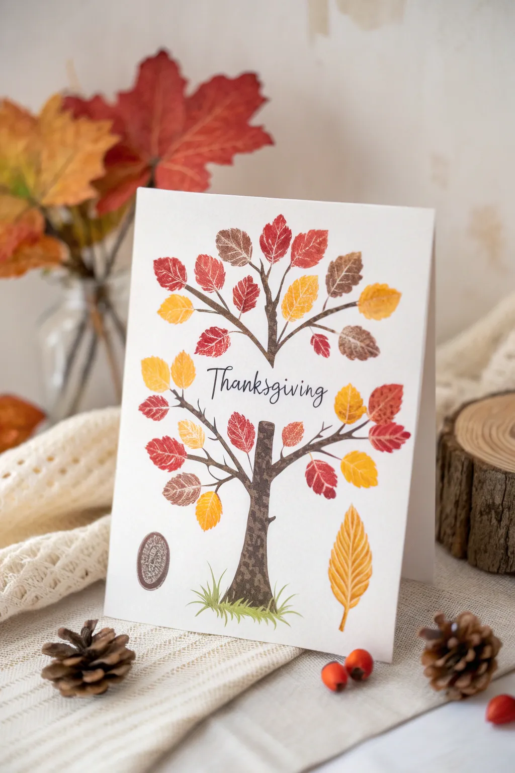 Celebrate gratitude with handcrafted charm: A Thankful Tree Card for a memorable Thanksgiving.