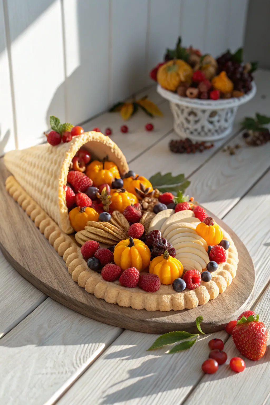 Celebrate abundance with a stunning Cornucopia Cookie Cake, where minimalist design meets bold colors and intricate details.