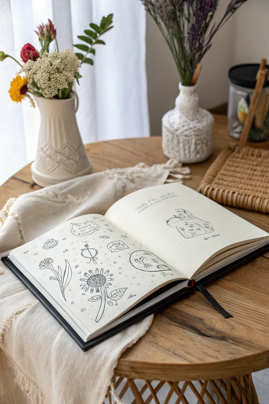Unleash your creativity: Capture emotions with minimal strokes in your sketchbook.