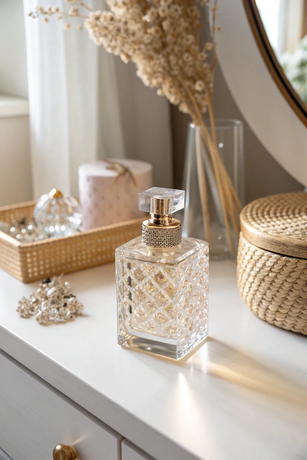 Add a touch of sparkle to your vanity with a beautifully bedazzled perfume bottle.