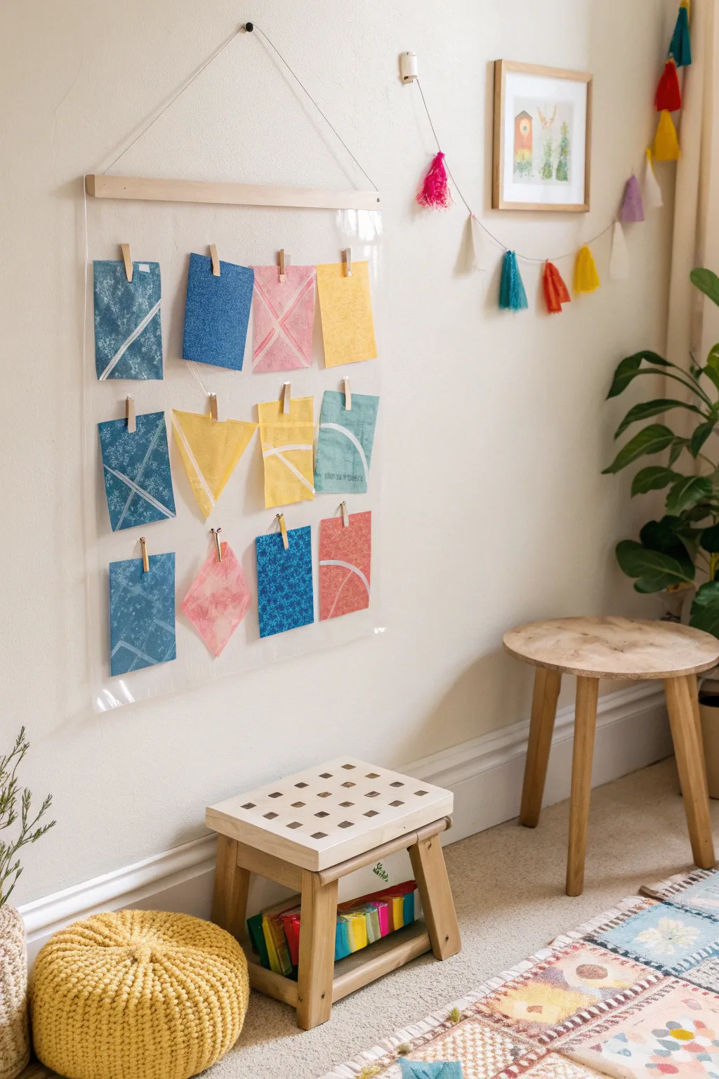 Unleash your toddler's creativity with a sticky paper collage – where bold colors meet simple, natural beauty!