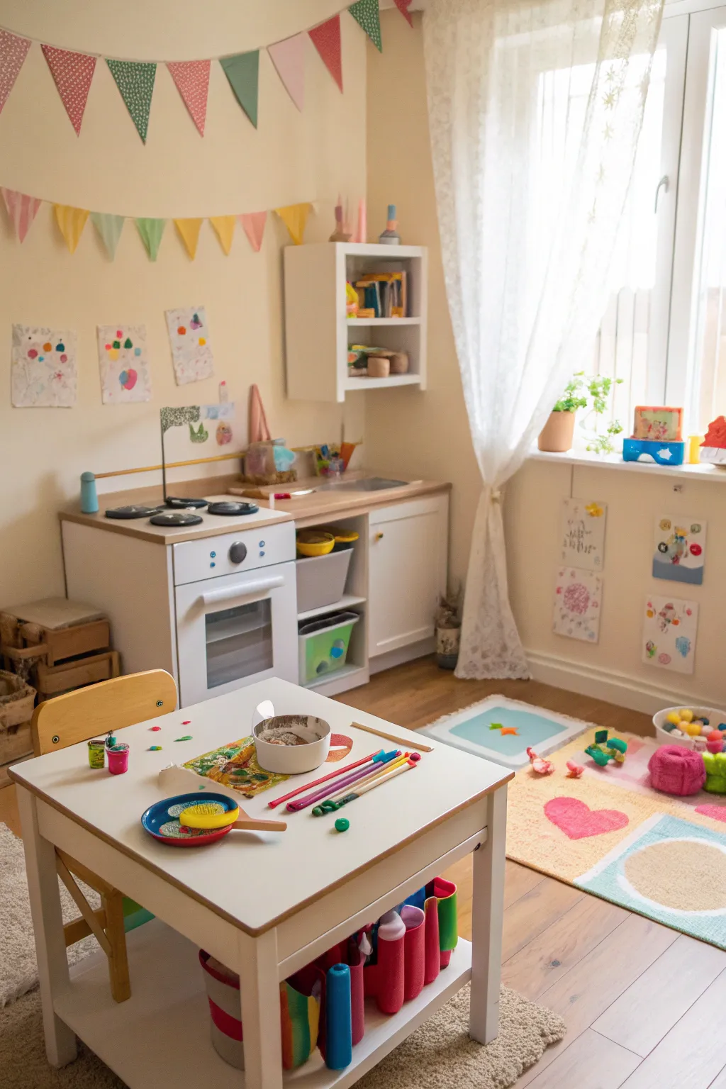 Activity stations foster creativity and skill development.