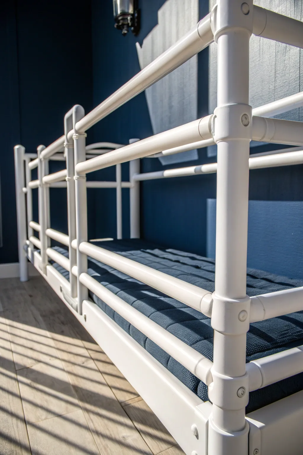 Revolutionize your kids' bunk with a sleek PVC guard rail – where style meets safety.