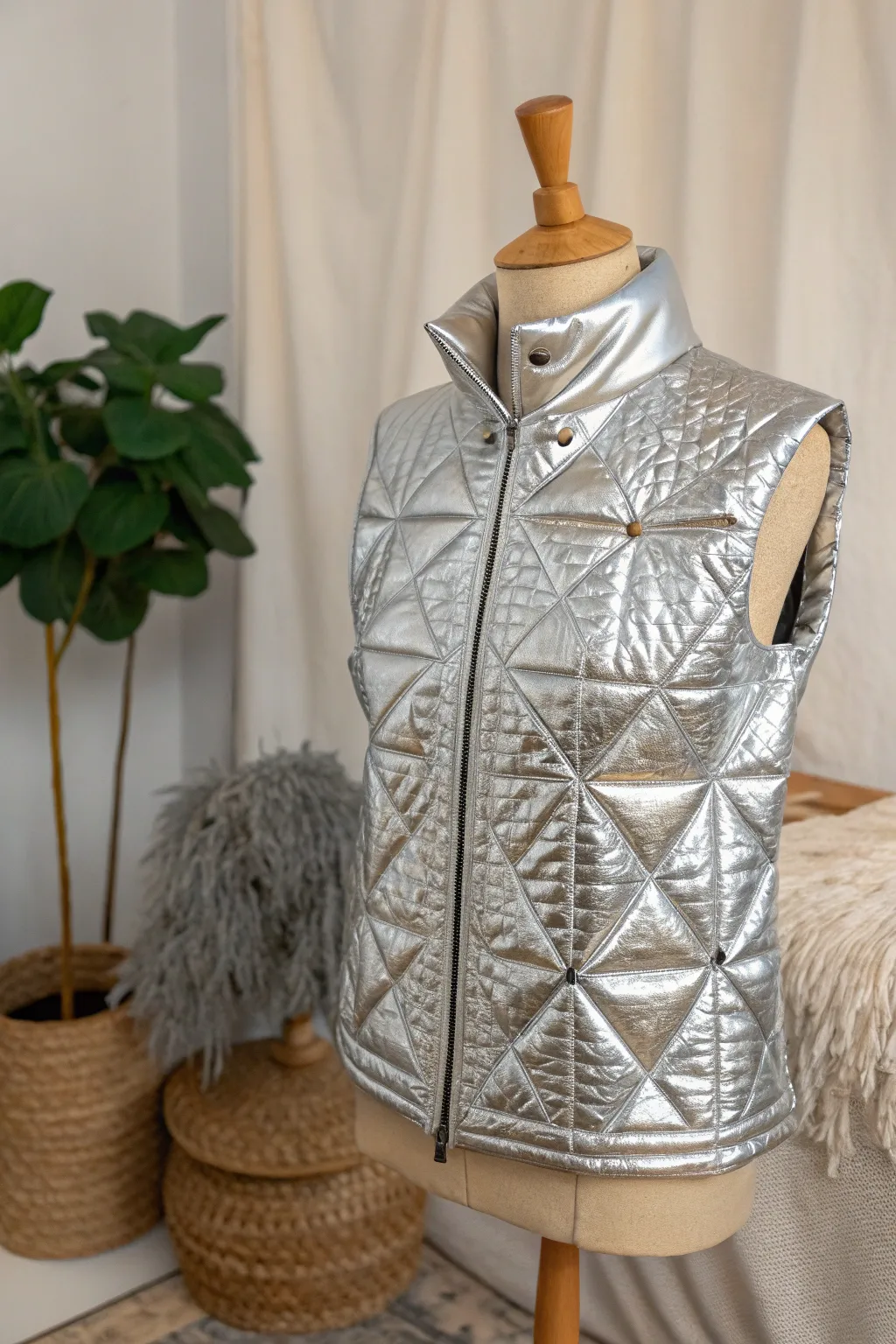 Discover the art of Aluminum Foil Finesse: where futuristic fashion meets minimalist elegance.