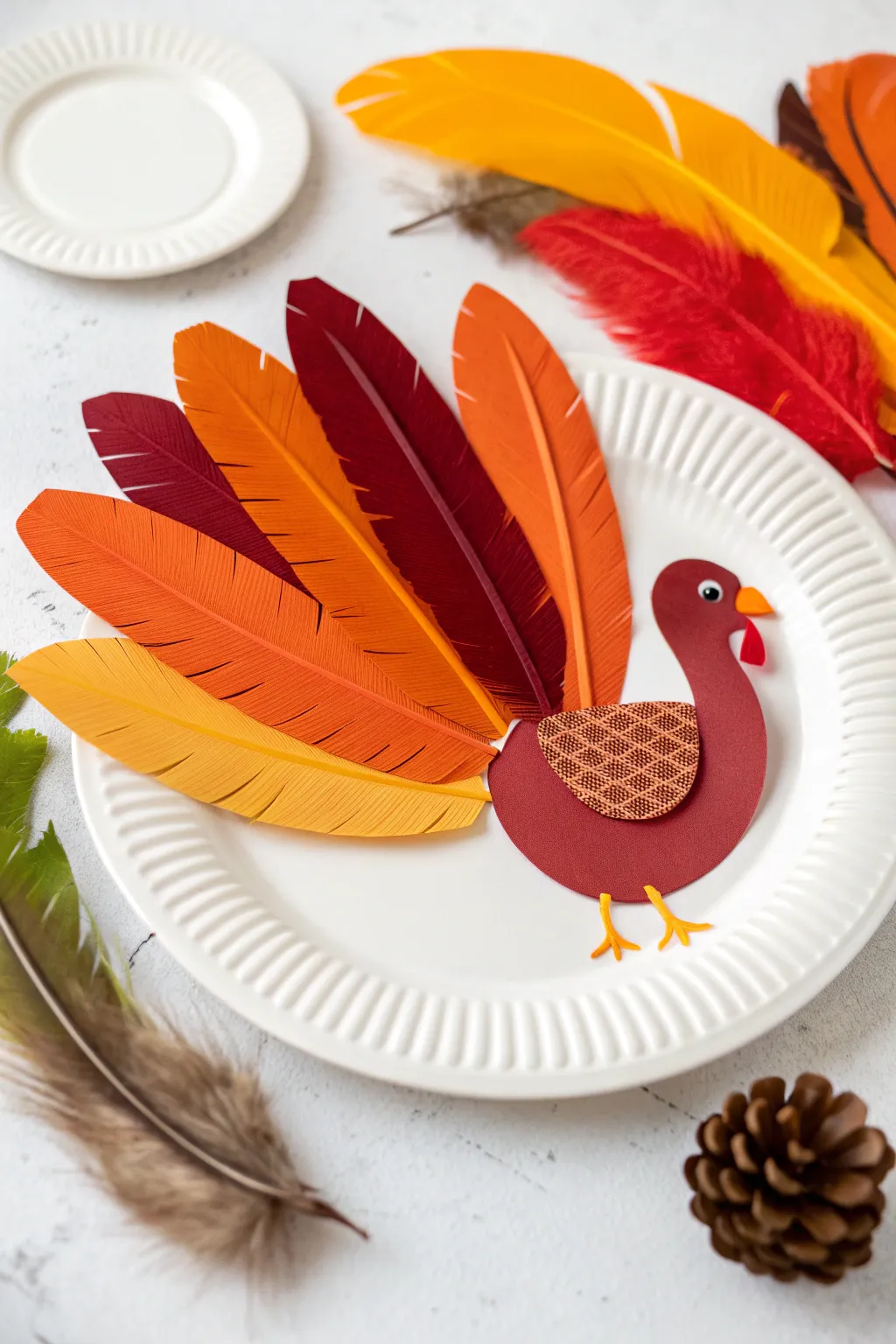 Transform simplicity into art with a vibrant paper plate turkey, blending minimalist charm with boho elegance.