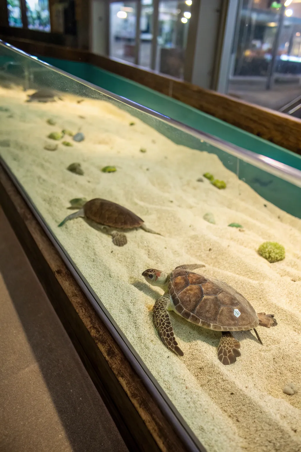 Sandy shores provide a natural and engaging substrate for turtles.