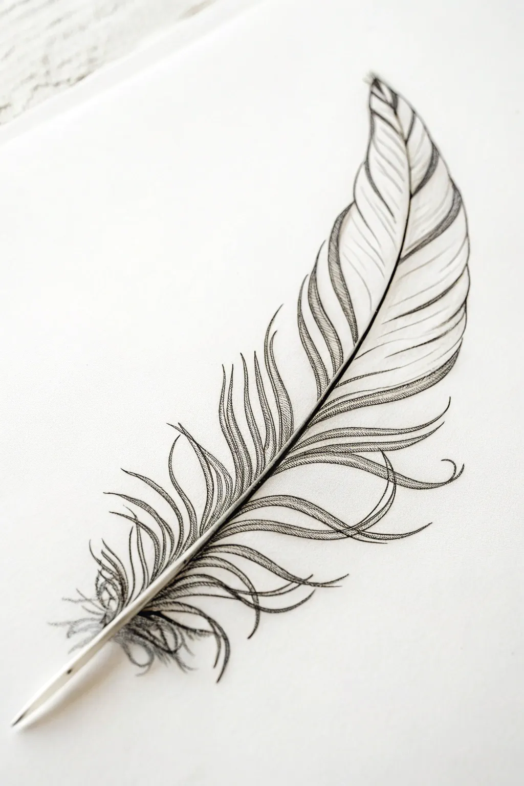Embrace simplicity and elegance with this minimalist feather line art, perfect for adding a touch of natural beauty to any space.