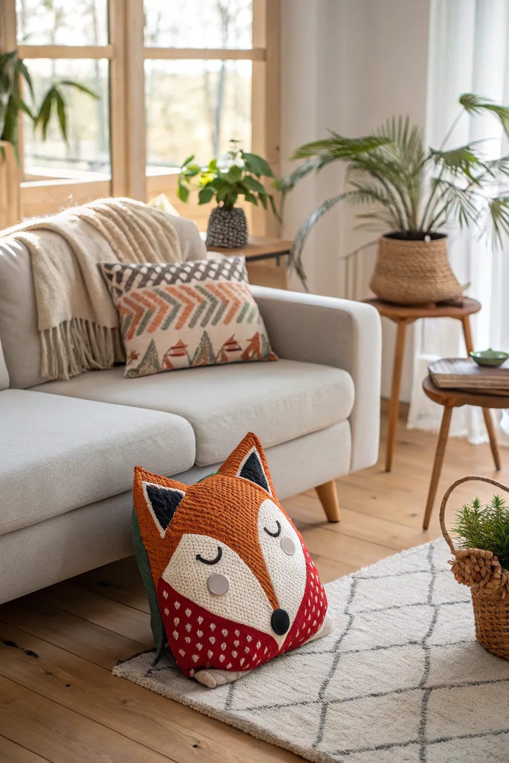 Add a touch of whimsical charm to your space with this handcrafted animal-shaped cushion!
