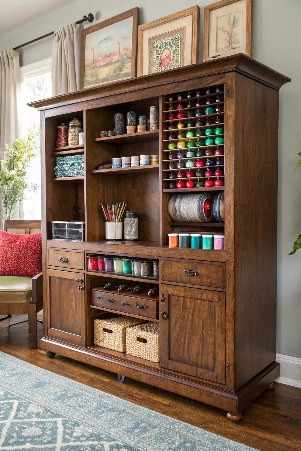 Transform your old TV cabinet into a masterpiece of organization and creativity.
