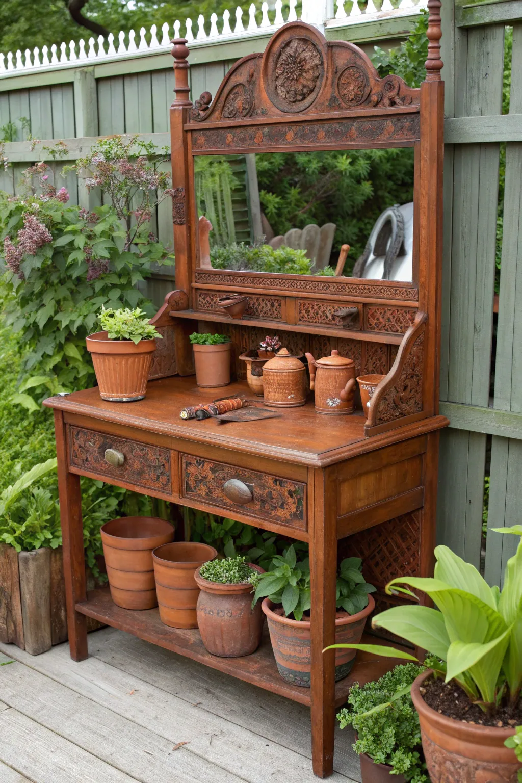 Breathe new life into an old vanity with this stunning potting bench transformation!