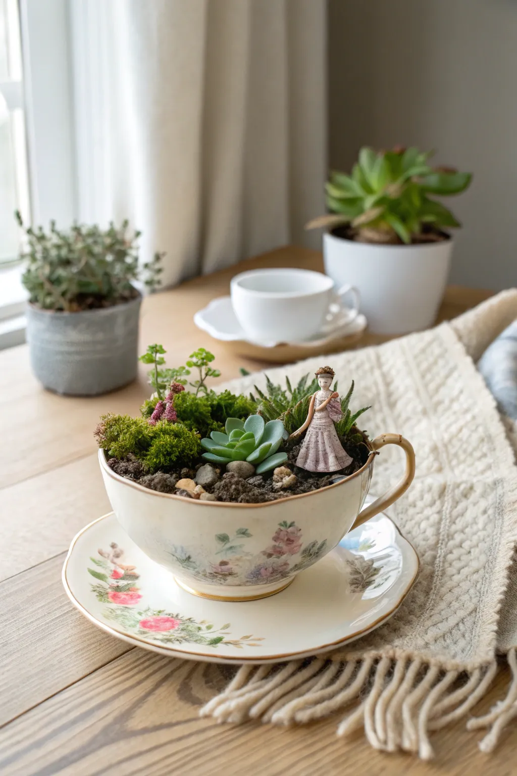 Enchant your space with a whimsical fairy garden teacup—where magic meets minimalist elegance.