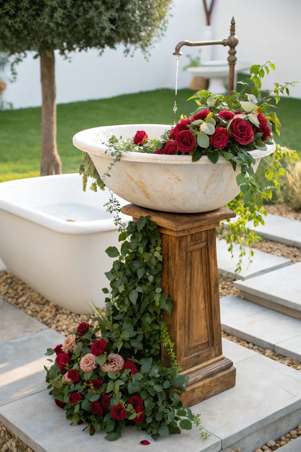 Transform your garden into a charming oasis with a vintage sink centerpiece, blending Scandinavian minimalism with Boho flair.