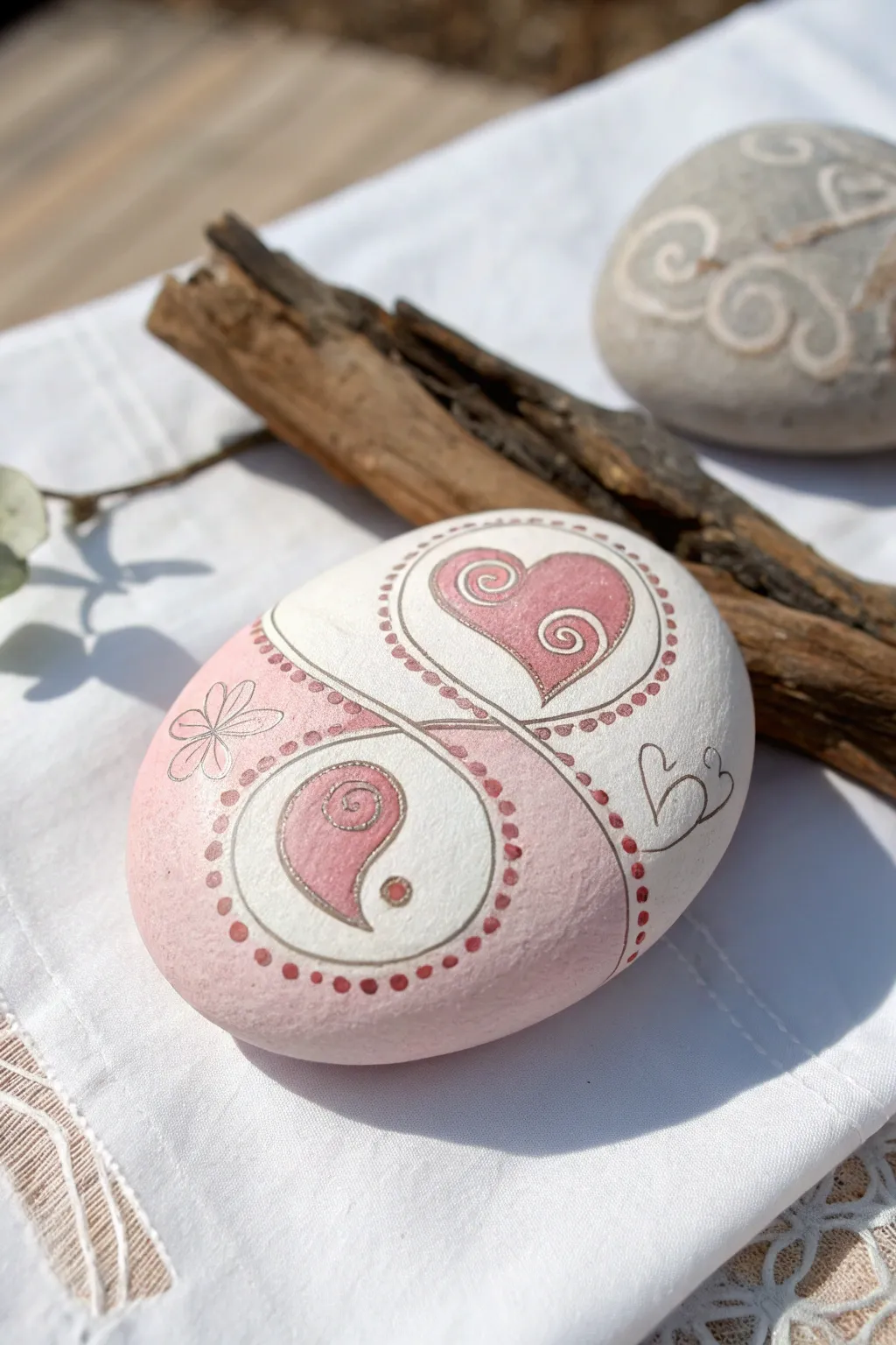 Balance and love come together in this beautifully crafted yin yang heart rock. Perfect for a thoughtful Valentine's gift. 💗✨