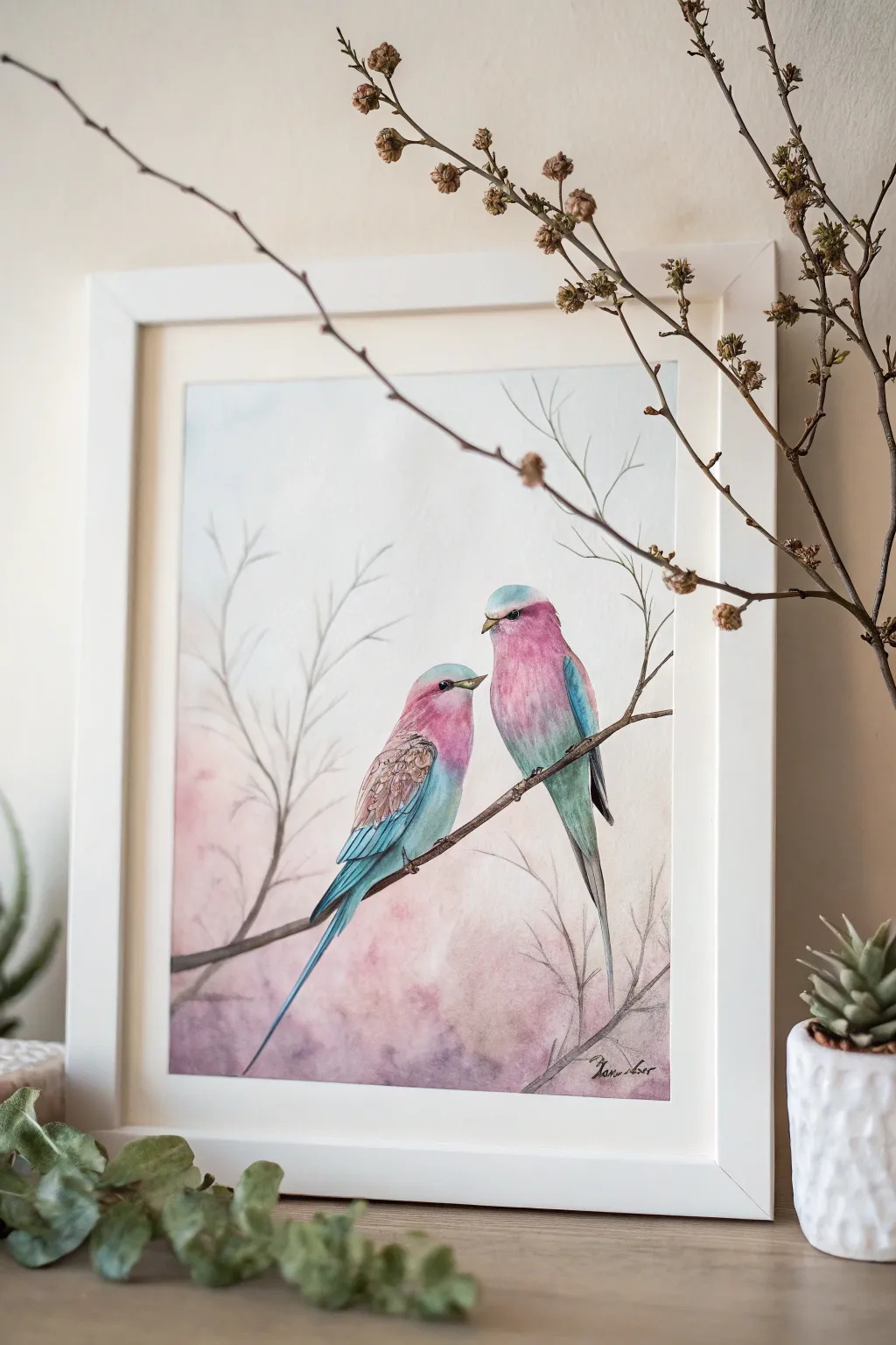 Whispered Sweet Nothings: Celebrate love with the delicate elegance of watercolor lovebirds.