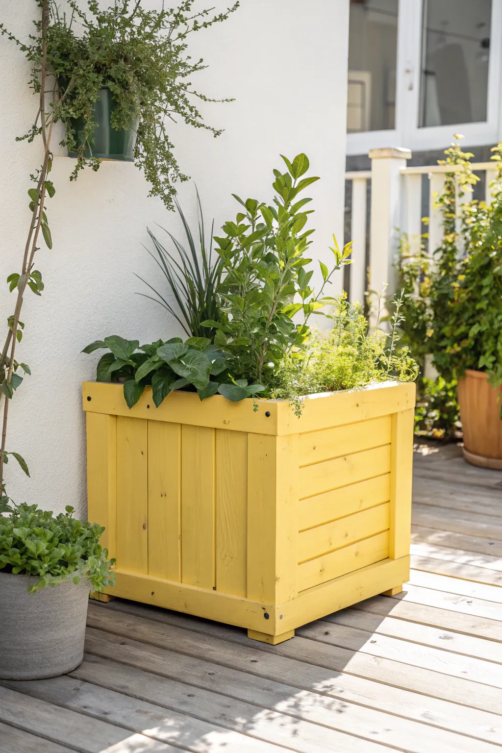 Brighten your garden with a splash of color—this sunny yellow planter box is the perfect blend of Scandinavian simplicity and Boho charm!