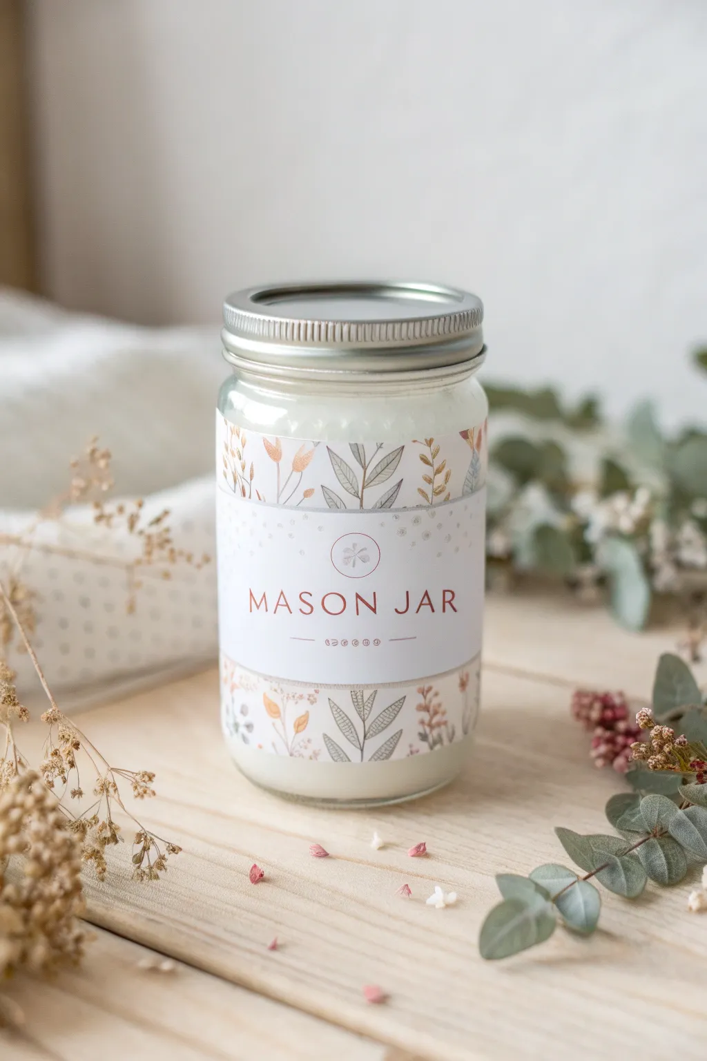 Elevate your pantry with chic vinyl-decorated mason jars for a touch of minimalist elegance.
