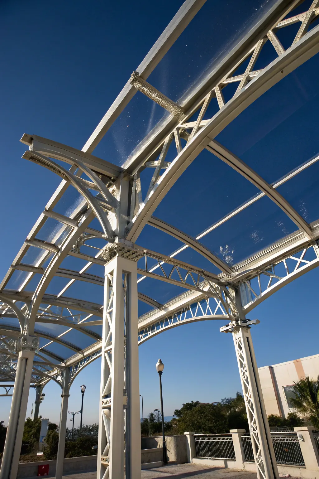 Industrial Elegance: Discover the strength and style of durable metal frames for your walkway canopy.