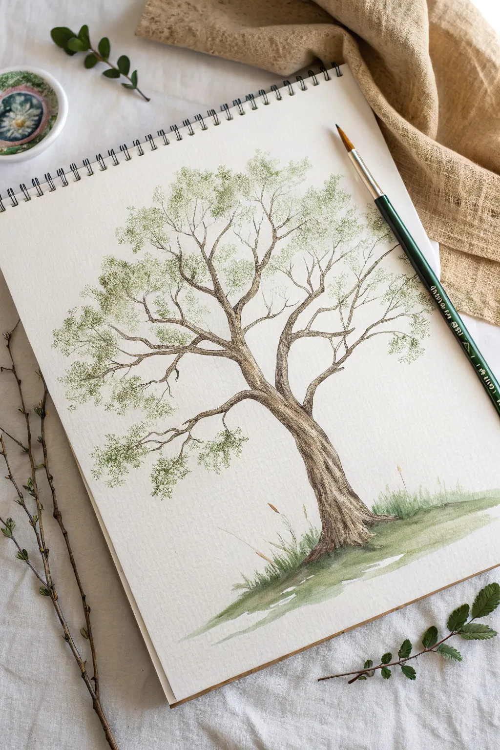Capture the strength and beauty of nature with expressive watercolor pencil strokes.