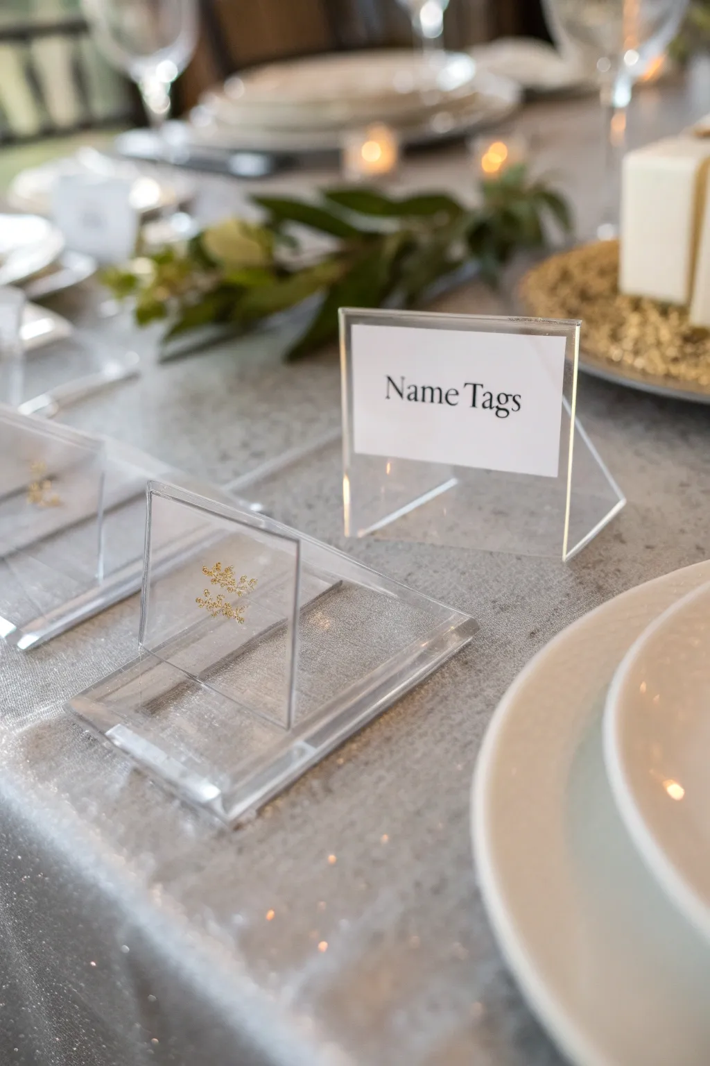 Acrylic name tags offer a modern and elegant look.