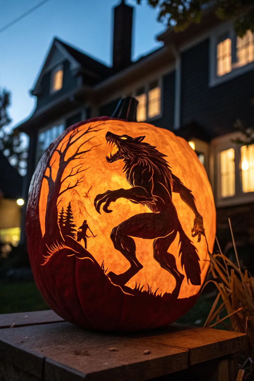 Unleash the Beast: Masterful Werewolf Pumpkin Carving in Motion