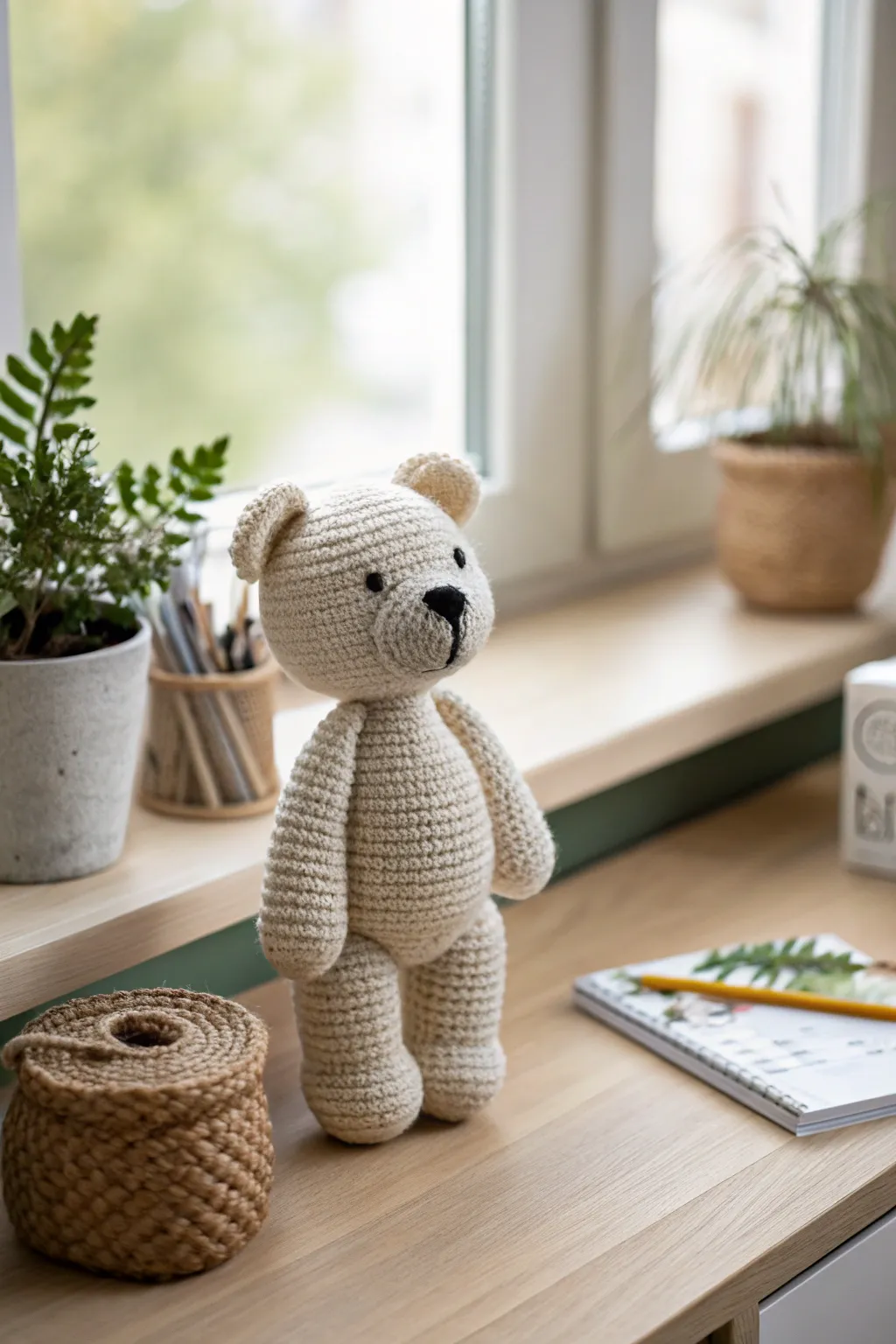 Embrace the art of amigurumi with this delicate crochet bear, where simplicity meets playful elegance.
