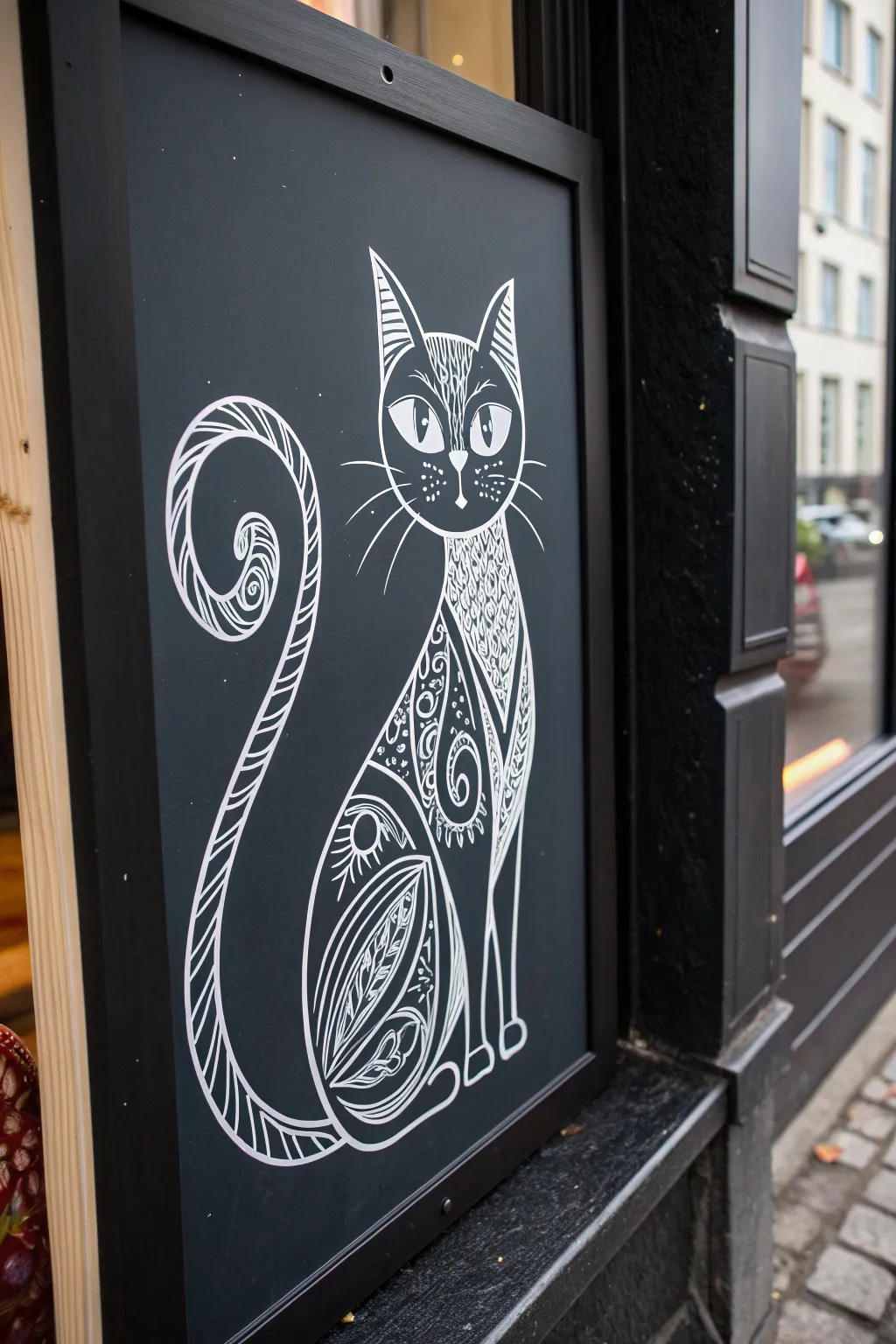 Captivating Elegance: The Enigmatic Cat in White on Black.