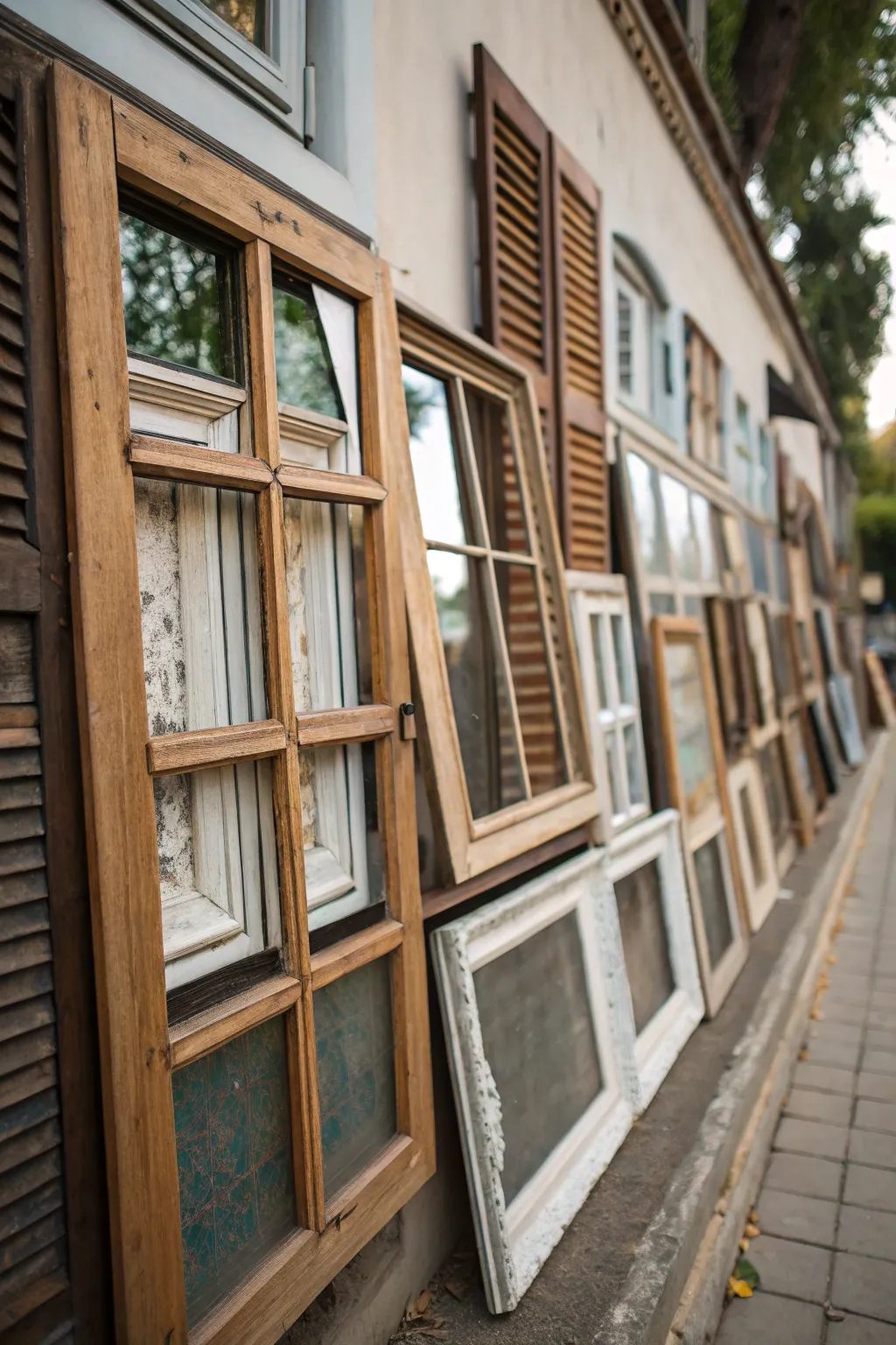 Layered window frames offer a complex and artistic appeal.